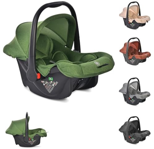 Lorelli Babyschale i-Size Joy (40-87 cm) verstellbar, Faltdach, Memory-Schaum, Farbe:grün