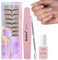 DMQ French Press On Nails Medium, 150Pcs Pastel French Tip False Nails Kit with Glue, Coffin Fake Nail Tips, Full Cover Stick on Nails for Women Girls French Nail Art Manicure Decorations