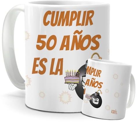 Taza Originales para Regalar | Ideas de tazas para 50 años | Regalos divertidos cincuenta años | Regalo original para amigos, primos y más familia | 350ml