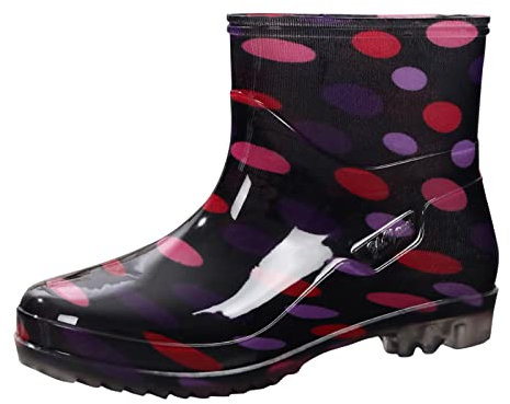 Stivali da pioggia in gomma per le donne stivali da giardino impermeabili modello a pois stivaletti da pioggia Comfort antiscivolo scarpe da acqua durevoli alla moda comodi stivali da passeggio