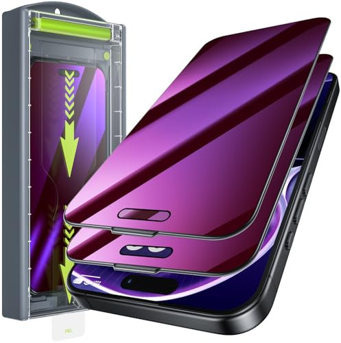 WSKEN for iPhone 17/iPhone 16 Pro Privacy Screen Protector - [Anti Blue Light][Auto Dust-Elimination] 24°Anti Spy Purple Gradient Full Coverage 9H Tempered Glass,Bubble Free,Anti Fingerprint