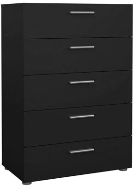 Dmora - Kommode Yolande, Mehrzweckkommode, Schlafzimmerkommode, Schrank mit Schubladen, 70x40 h102 cm, Schwarz