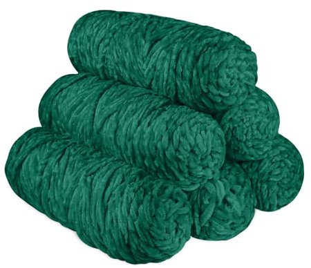 YINVA Chenille Wolle zum Häkeln 600g(6pcs×100g) Chenille Wolle Flauschige Wolle Velvet Weiche Plüschwolle Häkelwolle für Anfänger Dicke Wolle Zum Stricken-Weihnachts Grün