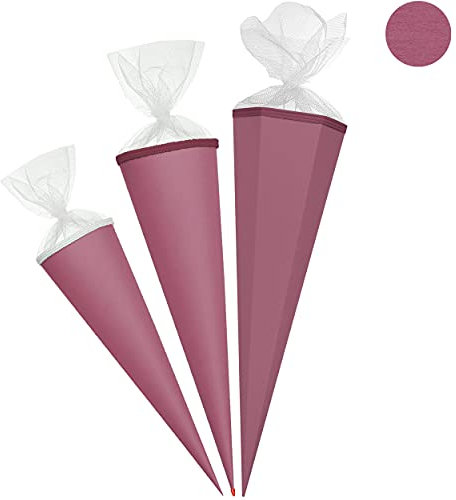 alles-meine.de GmbH Schultüte - Rohling - Beere - helle Brombeere & Himbeere - 85 cm - 6 eckig - Tüllabschluß - mit/ohne Kunststoff Spitze - Zuckertüte - Markneukirchen - Junge..