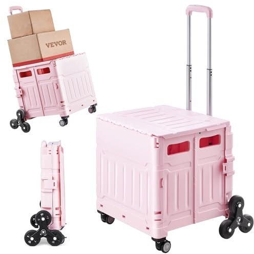 VEVOR Einkaufstrolley, Klappbar, Faltbarer Aluminium-Einkaufswagen zum Treppensteigen mit 2 Rädern, tragbarer Treppenliftstuhl, Rettungswagen, Shopping Trolley für ältere Menschen, Behinderte