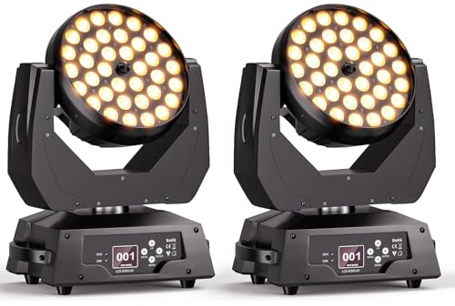 2PCS 36X10W Cabeza Movil LED DMX512 Zoom Beam Wash Efecto Luces RGBW 4 en 1 Iluminación de escenario para Navidad Fiestas DJ profesional Conciertosventos