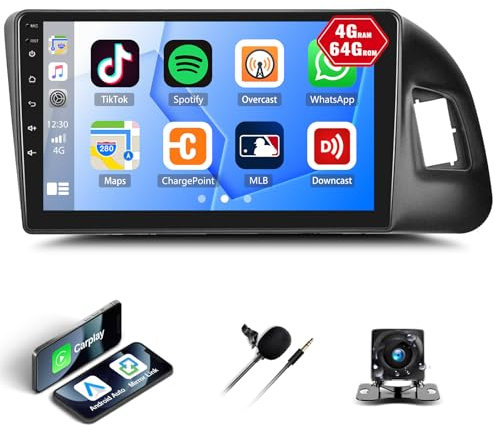 4G+64G 8 Core CAMECHO Carplay Android 2 Din Autoradio für Audi Q5 2010-2018 mit Android Auto, 9 Zoll Auto Bildschirm mit GPS Navi WiFi Bluetooth FM/RDS Radio SWC +AHD Rückfahrkamera&MIC