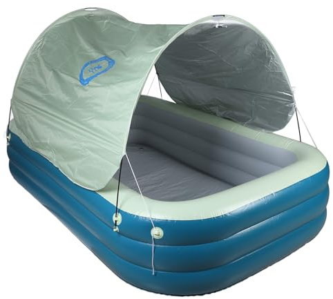 Piscina per Famiglie Gonfiabile, Grande Piscina Gonfiabile Addensata Multifunzionale Flessibile con Doppia Presa di Drenaggio con Baldacchino per Bambini Adulti (GREEN)
