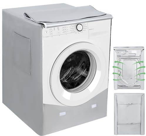 Fulasofia Funda Lavadora Exterior Impermeable - Funda para Secadoras y Lavadoras de Carga Frontal - Protección Solar Delantera y Trasera - Plata - 60*64*85