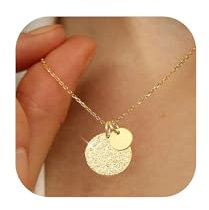 LOLIAS Kette Gold Damen Halskette Damen Vergoldet Goldkette Damen mit Münze Anhänger Goldene Charm Kette Damen Gold Schmuck