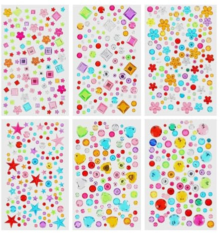 Gem Stickers Crafts, Acrylic Gem Stickers, Peel and Stick Rhinestones, Craft Gem Stickers, Acrylic Gem Stickers and Rhinestones for Kids Crafts, Safe Jewels for Creative Projects
