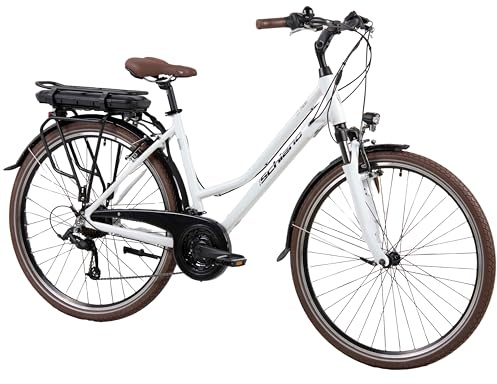 F.lli Schiano E-Ride, E Bike Trekking 28 Zoll, 36V 14.5Ah Abnehmbarer Akku, Motor 250W 40Nm, Trekking EBike für Herren/Damen, Weiß
