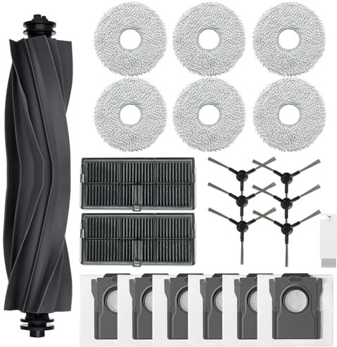 Kaiyaner 22 Pcs Accessoires pour Dreame L10s Ultra Gen 2/L10s Pro Ultra Heat/X30 Ultra/Mova E30 Ultra avec 1 Brosse Principale 6 Sac Aspirateur 6 Tampons Vadrouille 6 Brosses Latérales 2 HEPA Filtres