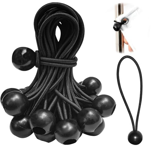20 Pezzi 10CM Corda Elastica per Teloni, 4mm Corde Elastiche, Telo con Occhielli, Corda Elastica per Sdraio, Corde Elastiche con Sfere Supporto per Teloni, Tende, Baldacchino, Striscioni