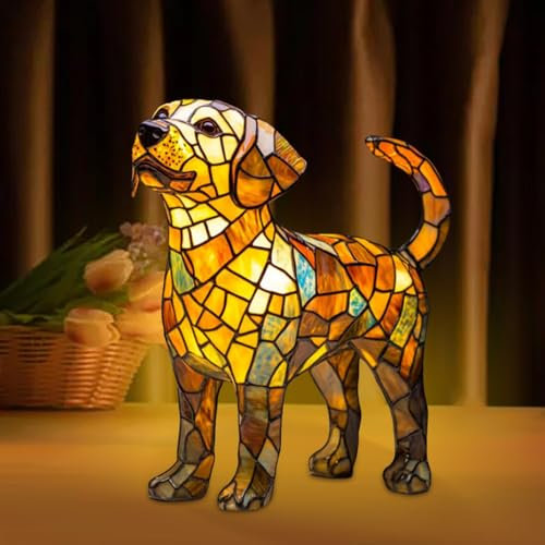 Rubu22a 3D-Corgi und Mops-USB Lampe, Niedliche Vintage-Tischlampe, Hundeserie mit Französischer Bulldogge, Gebeiztem Kunstharz LED-Umgebungslicht Nachtlicht Schlafzimmerlampe (F)