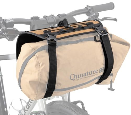 Qunature Lenkerhalterung für Fahrradtaschen, Verstellbares Front Harness System zur Befestigung von Lenkertasche, Rolltasche, Schlafsack, MTB & Rennrad kompatibel, Braun