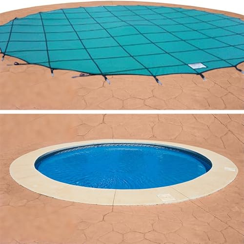 LZMZMQ Pool Sicherheitsabdeckung 1 2 4 6 10 M Winter-Sicherheitsabdeckung Für Runde Eingebaute Pools, Strapazierfähige Poolabdeckung Mit Netz, Poolplanen Für Holzdecks/Betonböden(Green,13ft/400cm)