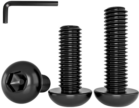 YOOZIYA 20 piezas Tornillos Allen Cabeza Redonda M8x16mm, Negro Acero Inoxidable A2 V2A 304, Roscas Completas con Llave Allen, Tornillos para Montaje Mecánico y Muebles