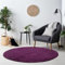 HomebyHome Teppich Rund Hochflor 80 cm Rund - Shaggy Runder Teppich Wohnzimmer Violett Extra Weich und Flauschig - Waschbarer Langflor Teppiche für Schlafzimmer, Küche, Flur - Carpet, Halı, Kilim