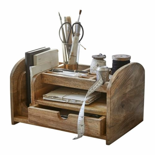 Loberon Organizer Elwood, antikbraun | großes Fach, Antikbraun, massives Design – Mangoholz