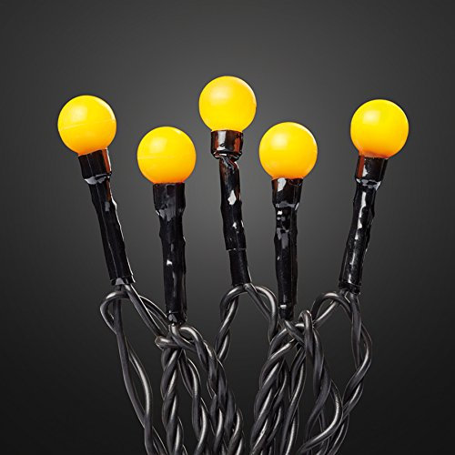 hellum Kugel Lichterkette mit Timer, LED Lichterkette innen mit 20 gelbe LED Kugeln, Partybeleuchtung beleuchtet 190cm, Batteriebetrieben indoor für Party, Gerten, Weihnachten Dekoration, 521221