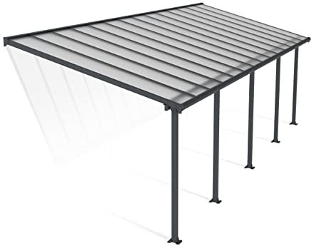 Canopia by Palram Terrassenüberdachung Alu Olympia 3X8.51 Polycarbonat Hohlkammerplatten Pergola 860 x 295 cm Grau zur Überdachung ihrer Terrasse