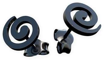 Fly Style Ohrstecker aus 316L Edelstahl - Spirale Ohrringe Stecker, Grösse:6 mm, Farbwahl:schwarz