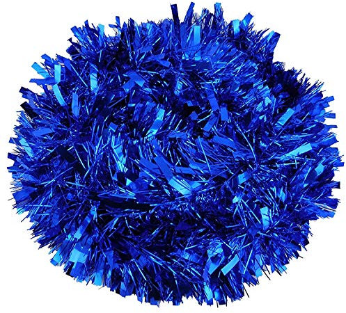 SHATCHI 1.8m/6ft Blue Luxury Deluxe Chunky Christmas Tinsel Garland Xmas Tree Decorations, one