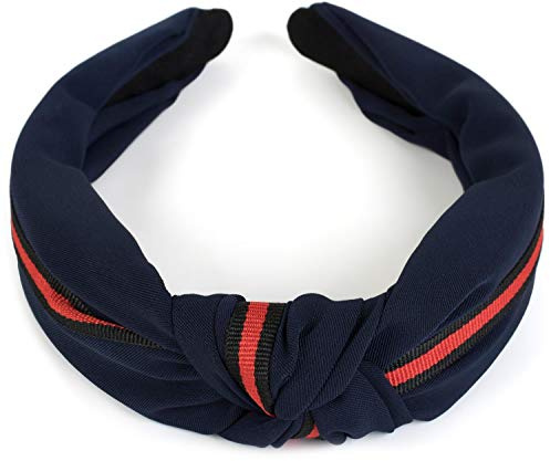 styleBREAKER Damen Haarreif mit Knoten und Zierstreifen, Retro Style Haarband, Headband 04026018, Farbe:Dunkelblau