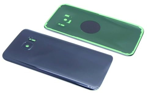 handywest Kompatibel mit Samsung Galaxy S7 SM-G930F Black/Schwarz Akkudeckel Backcover Rückseite inkl Kleber Rückschale Hosing Cover inkl Kamera Camera Glas mit Klebefolie Streifen Adhesive