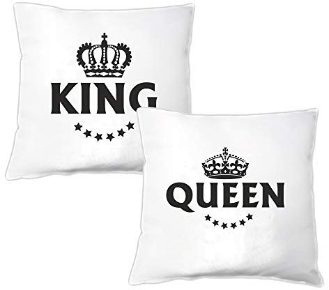 4you Design Kissen Set King & Queen – Geschenkidee für Paare z.B Sie & Ihn