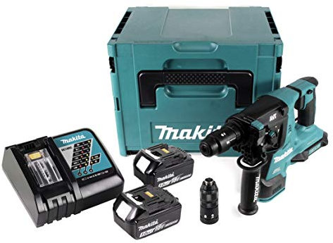 Makita DHR281RTJ - Martello combinato a batteria SDS-Plus, 2 batterie da 18 V, 2 batterie da 5,0 Ah + caricatore in Makpac