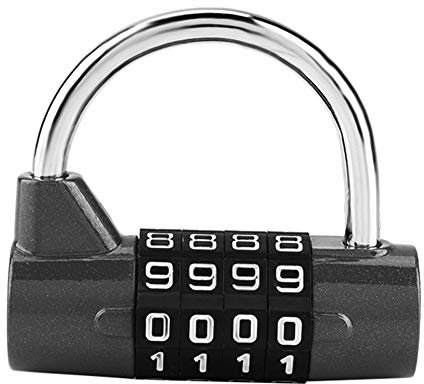 Sonew 4-stelliges Kombinationsschloss, Vorhängeschloss für Vorhängeschloss für Fitnessschlösser, Schließfach für Angestellte, Schultasche(Schwarz)