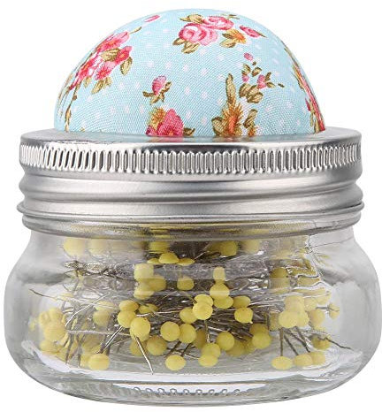 Sewing Pins Beads Sewing Straight Quilting Pins in Fabric Covered Pin Cushion Bottle for Dressmaking Jewelry Components Flower Decoration