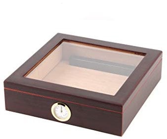 Humidor brown, glas lid, humidifier, hygrometer, one divider, 30 cig