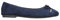 Yours Curve Plus Size - Slip On Ballet Flat Round Toe Ballerina Pumps Lightweight Bow Faux Suede in Wide E Fit & Extra Wide Eee Fit - Women's Dark Blue 10EEE