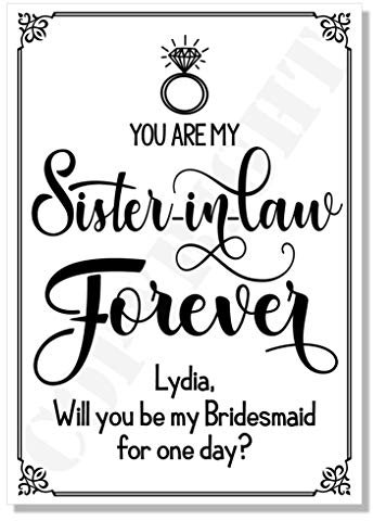 Wedding Cards Lustige Karte mit englischer Aufschrift You are my Sister-in-law Forever Will you be my (jede Rolle) (weißes, mattes Papier, 300 g/m², Postkarte)