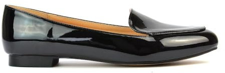 ESSEX GLAM Womens Flat Slip On Loafers Shoes Ladies Mocassins Slippers Ballet Black Patent Pumps Size 4