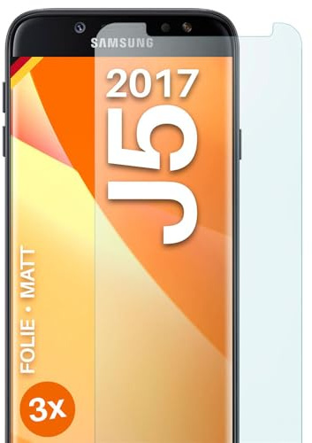 moex FlexProtect matte Schutzfolie für Samsung Galaxy J5 (2017) Displayschutz Folie matt gegen Reflexionen, Anti Reflex Handyfolie mit Sonnenschutz, Kompatibel mit jeder Handyhülle, 3 Stück