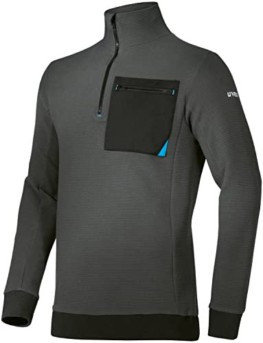 Uvex Tune-Up Männer Strickpullover mit Stehkragen - Arbeitspulli mit Brusttasche - Dunkelgrau - XL