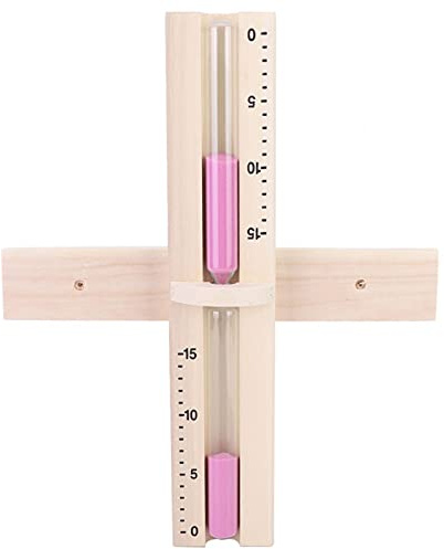 Sauna Sablier Minuterie de Sable, 15 Minutes de Sauna Horloge de Sable Minuterie en Verre de Sablier en Bois Fixé au Mur avec des Sables Roses