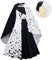 Lito Angels Cruella Deville Kostüm mit Umhang und Perücke für Kinder Mädchen, Schwarzer und Weißer Dalmatiner Fleck Kleid Verkleidung, Größe 5-6 Jahre 116, A