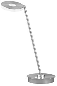 Fischer & Honsel Tischleuchte Dent, Schreibtischlampe dimmbar in 3 Stufen oder stufenlos über Taster, Chromfarben, Höhe: 46cm 50580 Nickelfarben