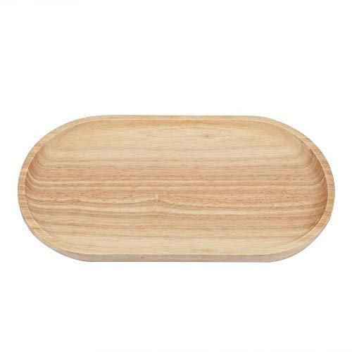 Plateau de service en bois, mini plateau de service, plateau de tasse à dessert en bois ovale, petit plateau en bois pour restaurant hôtel café maison(30×19×2cm)