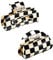 2 Pack Haarkrallen Clips Checker Haarspangen Bananen Haarspangen Acryl Schwarz Weiß Vintage Kiefer Clips Französisch Schildpatt Grip Pin Zähne Klemme Starker Halt Haarschmuck für Frauen Mädchen