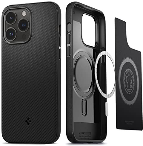 Spigen Mag Armor MagFit Case for iPhone 14 Pro, Compatible with MagSafe Accessories - Matte Black