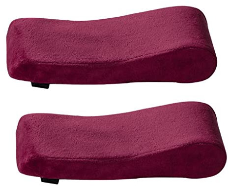 Fenteer Stuhlarmlehnenpolster Und Memory Foam Ellbogenkissen Zur Druckentlastung des Unterarms, Universelle Stuhlarmabdeckung, 2 Teiliges Set, Wein Rot