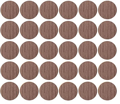 30x Cache vis adhésif autocollant diamètre 20mm bouchon trou meuble table chaise maison, bois orme foncé