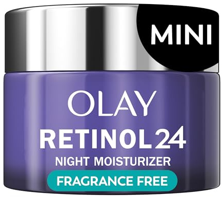 Olay Retinol 24 Face Moisturizer, Anti-Aging Night Cream for Women, Trial Size, Fragrance-Free, Non Greasy - Anti-Wrinkle, Smooth Fine Lines, Tightening Skin Care - Peptides, Glycerin, 0.5 Oz