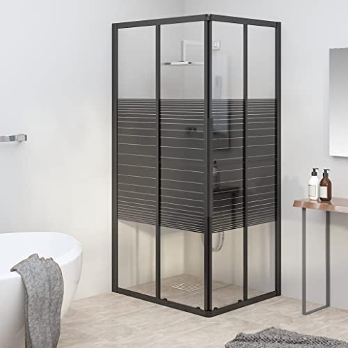 HOMIUSE Cabine de Douche ESG 80x70x180 cm Ecran de Douche à Rayures Noir Matériau Stable Cabine de Douche Integrale Parois de Douche Décoration de Salle de Bain Ecran de Baignoire